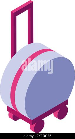 Round bale of hay being transported, agricultural machinery working on field, farming isometric icon Stock Vector