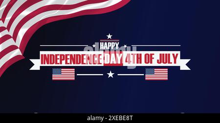 The festive scene with red, white, and blue decorations for the July 4th celebration Stock Vector