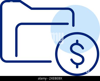 File folder and dollar sign. Cloud storage subscription. Financial documentation. Digital repository for storing and accessing files. Pixel perfect Stock Vector