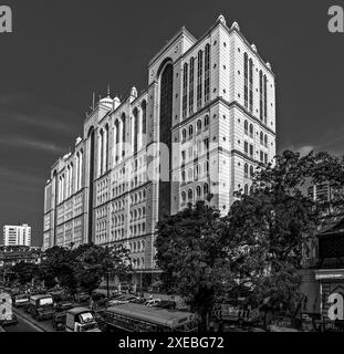 12 13 2016 Vintage Black and White Photo of heritage architecture-Saifee Hospital - Charni Road Mumbai,Maharashtra India Asia. Stock Photo