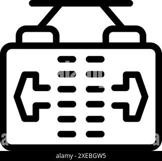 Black and white icon of a cable car sign showing two way traffic with arrows Stock Vector