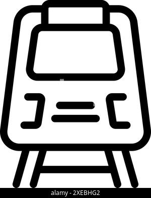 Simple black and white icon of a train arriving at the station Stock Vector