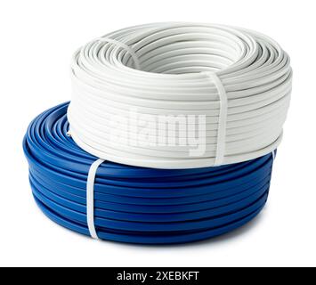 Spools of Electrical Wire on White Background Stock Photo