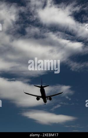 Airplane boeing 737 approaching Burgas airport Stock Photo