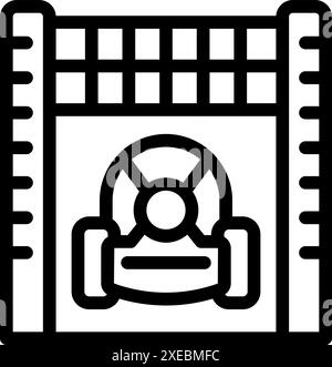 Line drawing of a robotic lawnmower working inside the perimeter Stock Vector