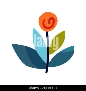Illustration of an isolated minimalistic delicate flower, designed in a folk style. Suitable for print, decoration, poster printing, home decor Stock Vector
