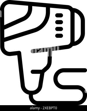 Line drawing of a hair dryer showing the heat settings, with power cord Stock Vector