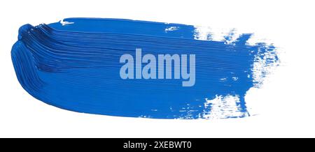 Blue paint brush stroke isolated on white background, clipping path included. Stock Photo