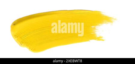 Brush stroke with yellow paint, isolated on white background, with clipping path. Stock Photo