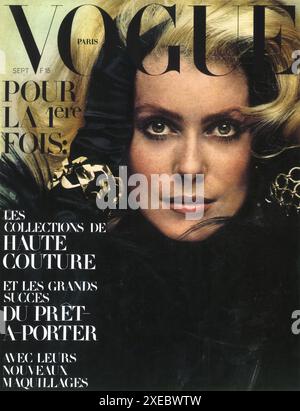 1970 September Vogue Paris cover with Catherine Deneuve by Jeanloop Sieff Stock Photo