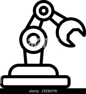 Simple, bold icon of a robotic arm holding something with two fingers ...
