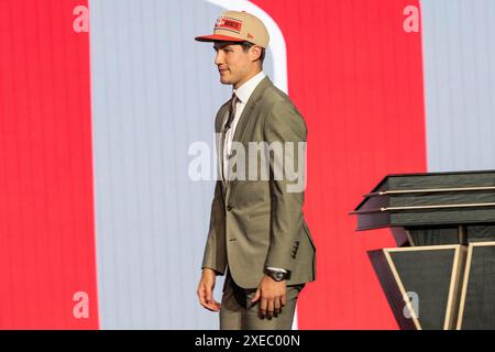 New York, New York, USA. 26th June, 2024. Reed Sheppard is seen after being picked number three by the Houston Rockets in the first round of the 2024 NBA draft at the Barclays Center in Brooklyn, New York on June 26, 2024 (Credit Image: © Lev Radin/ZUMA Press Wire) EDITORIAL USAGE ONLY! Not for Commercial USAGE! Stock Photo