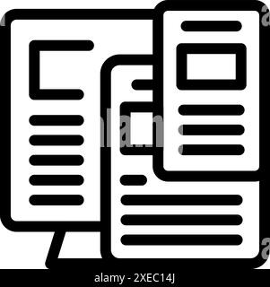 Computer screen displaying numerous documents, symbolizing efficient digital workflow and multitasking in a modern office environment Stock Vector