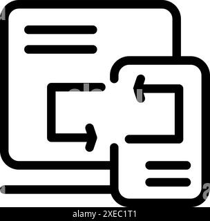 This simple icon depicts two devices exchanging data, symbolizing file transfer and connectivity Stock Vector