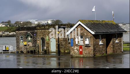 Passenger waiting room and booking office at the ferry crossing, Cremyll, Cornwall, England, UK Stock Photo