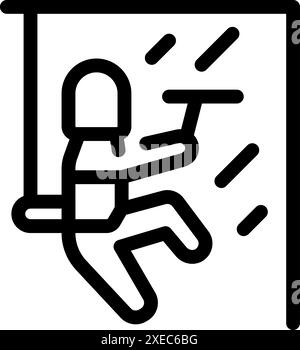 Industrial climber is painting a building facade using rope access techniques Stock Vector