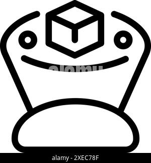 Augmented reality headset icon, showing a cube over a smiling face Stock Vector