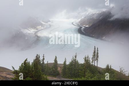 The Salmon Glacier is located in the Canadian province of British Columbia and has its source in the Boundary Ranges, a sub-moun Stock Photo