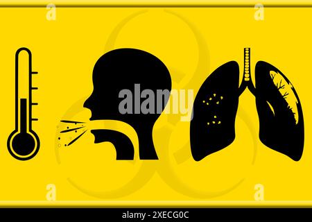 International biological hazard graphic symbol used during contamination with infectious diseases. Stock Photo