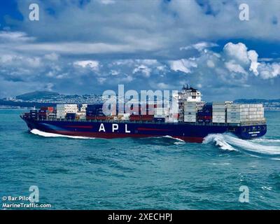 WASHINGTON (May 24, 2022) — NTSB released Tuesday Marine Investigation Report 22/15 detailing its investigation of the April 28, 2021, fire aboard the containership President Eisenhower while transiting through the Santa Barbara Channel. President Eisenhower is pictured operating near San Francisco, California, in 2019. Marine Investigation Report 22/15 is available at go.usa.gov/xJx7Y. (Source: San Francisco Bar Pilots, MarineTraffic.com) Stock Photo