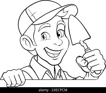 Bricklayer Mascot Tool Mason Construction Mascot Stock Vector