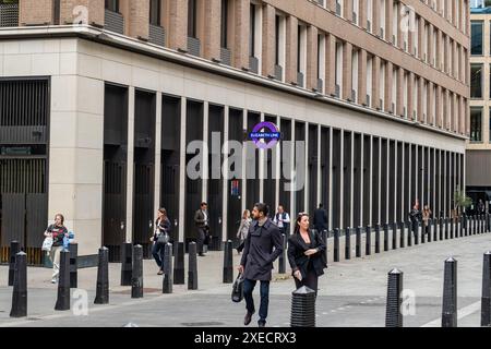 LONDON- JUNE 13, 2024: Bond Street station Elizabeth Line entrance / exit on Hanover Square off Oxford Street Stock Photo