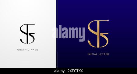 SF or FS initials letters monogram logos symbols for business cards elements, branding company identity, advertisement material golden foil paper Stock Vector