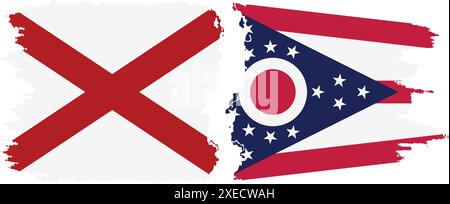 Ohio and Ohio states grunge brush flags connection, vector Stock Vector ...