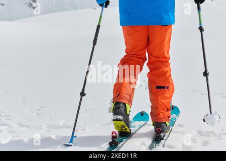 Close-Up of Ski Gear Ready for a Challenging Ascent Stock Photo