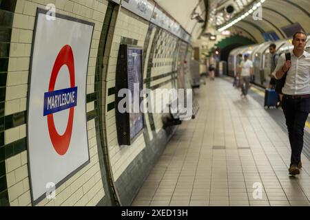 LONDON- JUNE 26, 2024: Marylebone Underground Station, part of Marylebone Station railway terminus Stock Photo