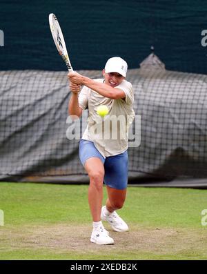 Iga Swiatek practising at the All England Lawn Tennis and Croquet Club ...