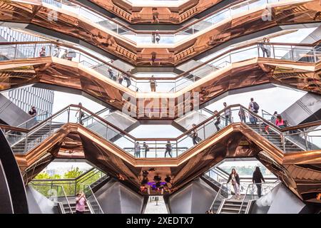 New York City, NY, USA - May 17, 2019: The Vessel, also known as the Hudson Yards Staircase Stock Photo