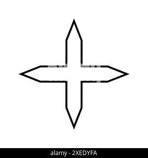 Sharp cross icon, simple symbol, outline shape Stock Vector