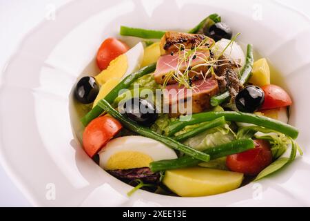Nicoise salad with tuma and tomato Stock Photo