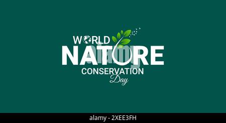 World Nature Conservation Day typography logo lettering vector illustration,  emphasizing the importance of saving our planet on World Environment Day Stock Vector