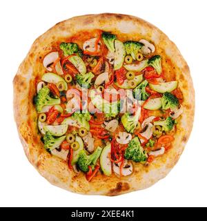 vegan pizza with broccoli, mushrooms and zucchini Stock Photo