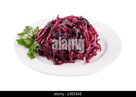 Grated beets in a plate isolated on white background Stock Photo