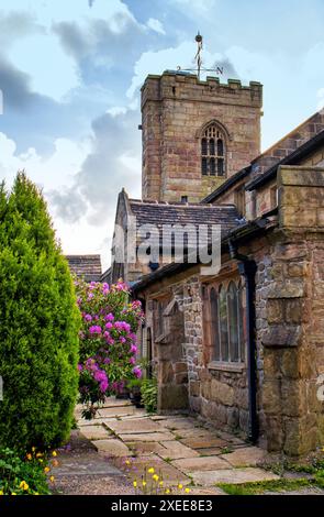 Looking along the front path at St Bartholomew's Church, Colne, Lancashire Stock Photo