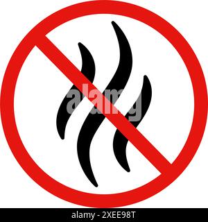 Anti bad smell icon. Odor control label. Forbidden flavors symbol. Strong flavors are not allowed. Deodorant sign. No perfume icon. Forbidden smoke Stock Vector