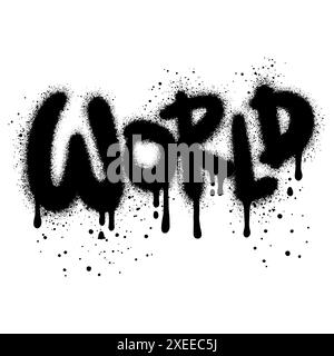 graffiti World text sprayed in black over white. Stock Vector