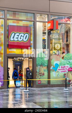 London, UK - March 22, 2024 :  The LEGO Store, Leicester Square, London. The LEGO Group is a Danish construction toy production Stock Photo