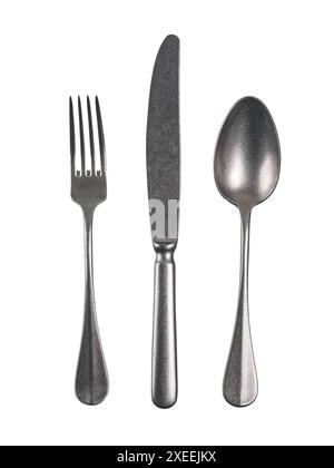Cutlery set isolated on white background Stock Photo