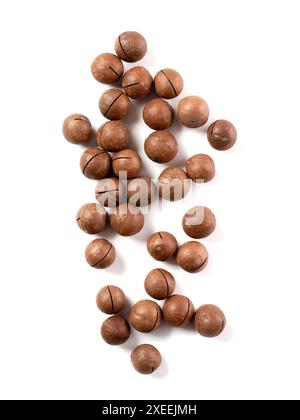 Macadamia isolated on white, top view Stock Photo