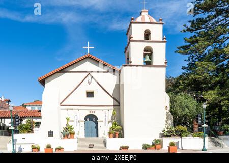 Historical California Mission basilica san buenaventura in Ventura, CA. Stock Photo