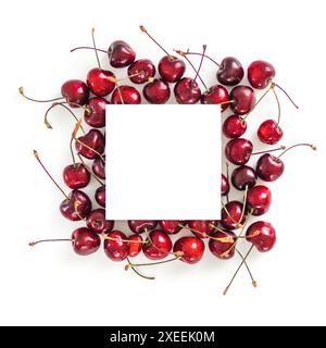 Cherry isolated on white with white square Stock Photo