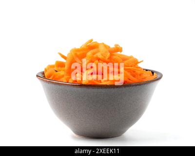 Grated carrots isolated on white Stock Photo