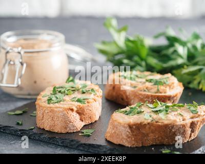 Homemade turkey pate on bread Stock Photo