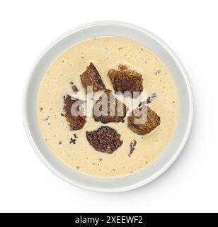 Meat goulash with cream sauce, beef stroganoff isolated on white background, top view Stock Photo