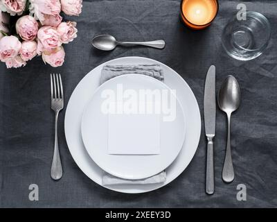Beautiful wedding table setting mock up Stock Photo