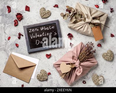 Zero waste Valentine's Day concept, copy space Stock Photo